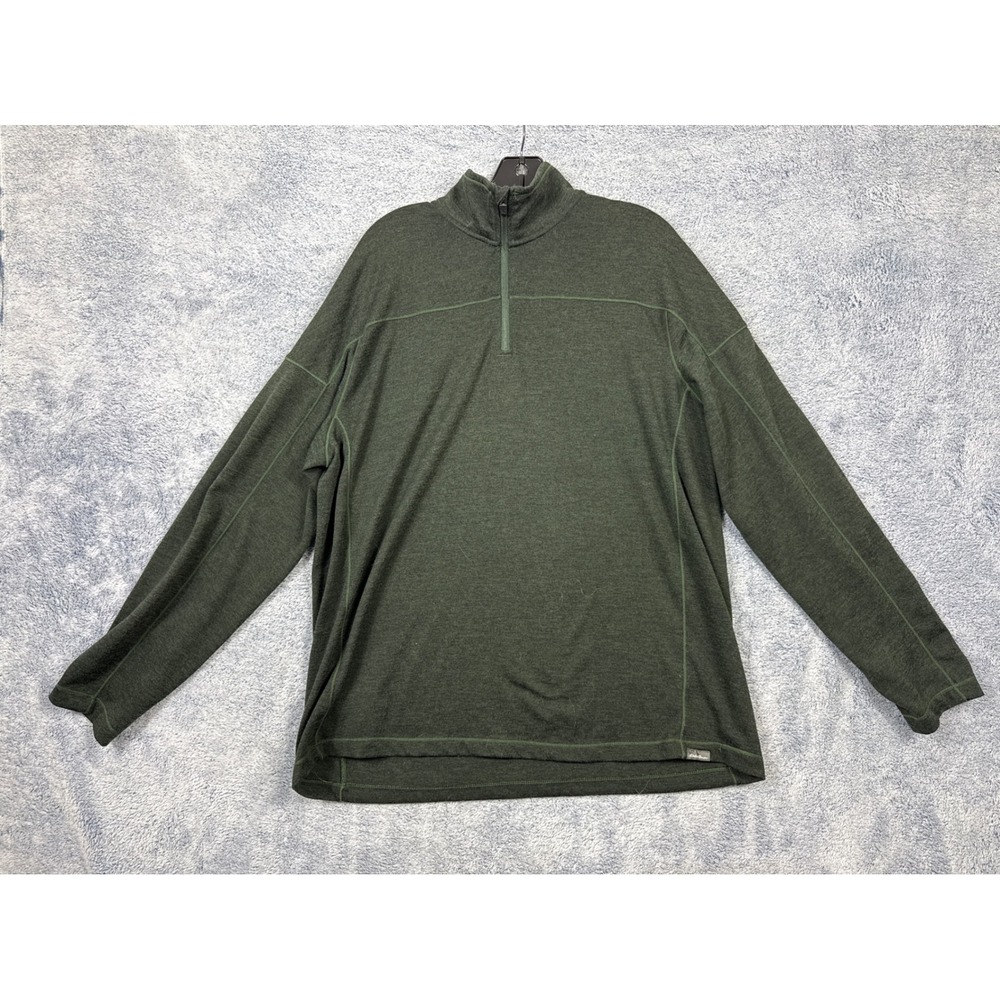Eddie Bauer Mens XL Green Pullover FreeDry Quarter Zip Performance Hiking Top